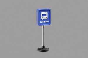 Bus stop sign Stand 3D model