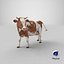 3D model red white cow