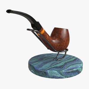 Smoking Pipe Holder Wire with Pipe 3D model