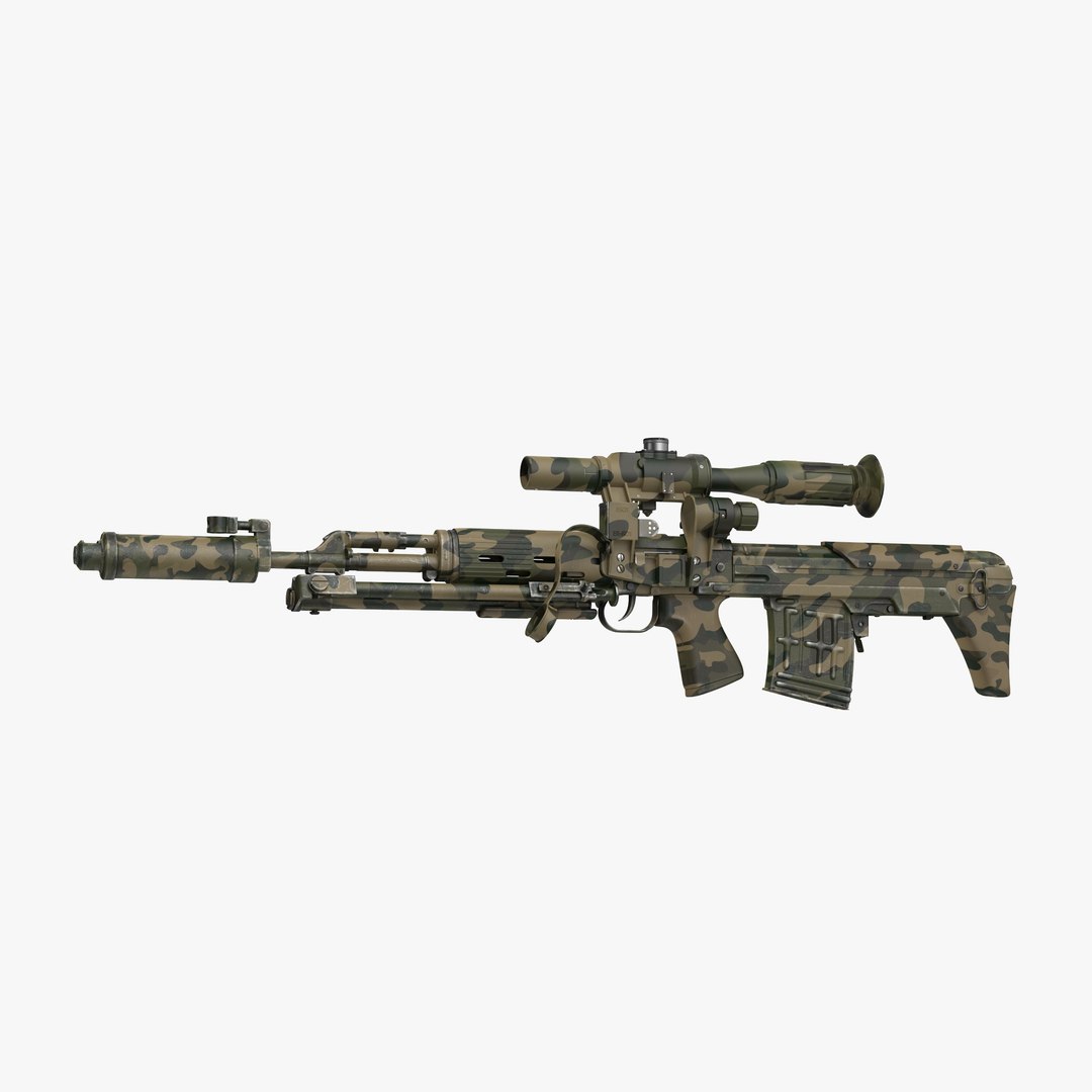Russian Sniper Rifle Dragunov SVU 3D model preview