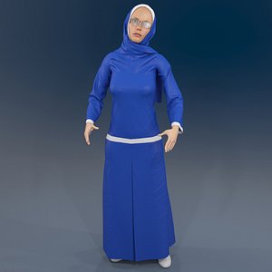 Arabic woman real cloth simulation conversation loop animation 4