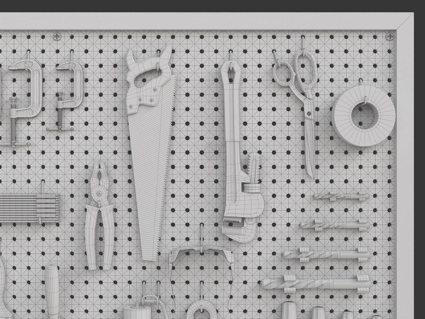 Pegboard with Tools model https://p.turbosquid.com/ts-thumb/mR/hsPj9W/YV/wireframe03/png/1764058144/1920x1080/fit_q87/662f7e2651481512fdd2d495f776dca8231ab2a9/wireframe03.jpg