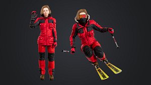 Female Skier Rigged