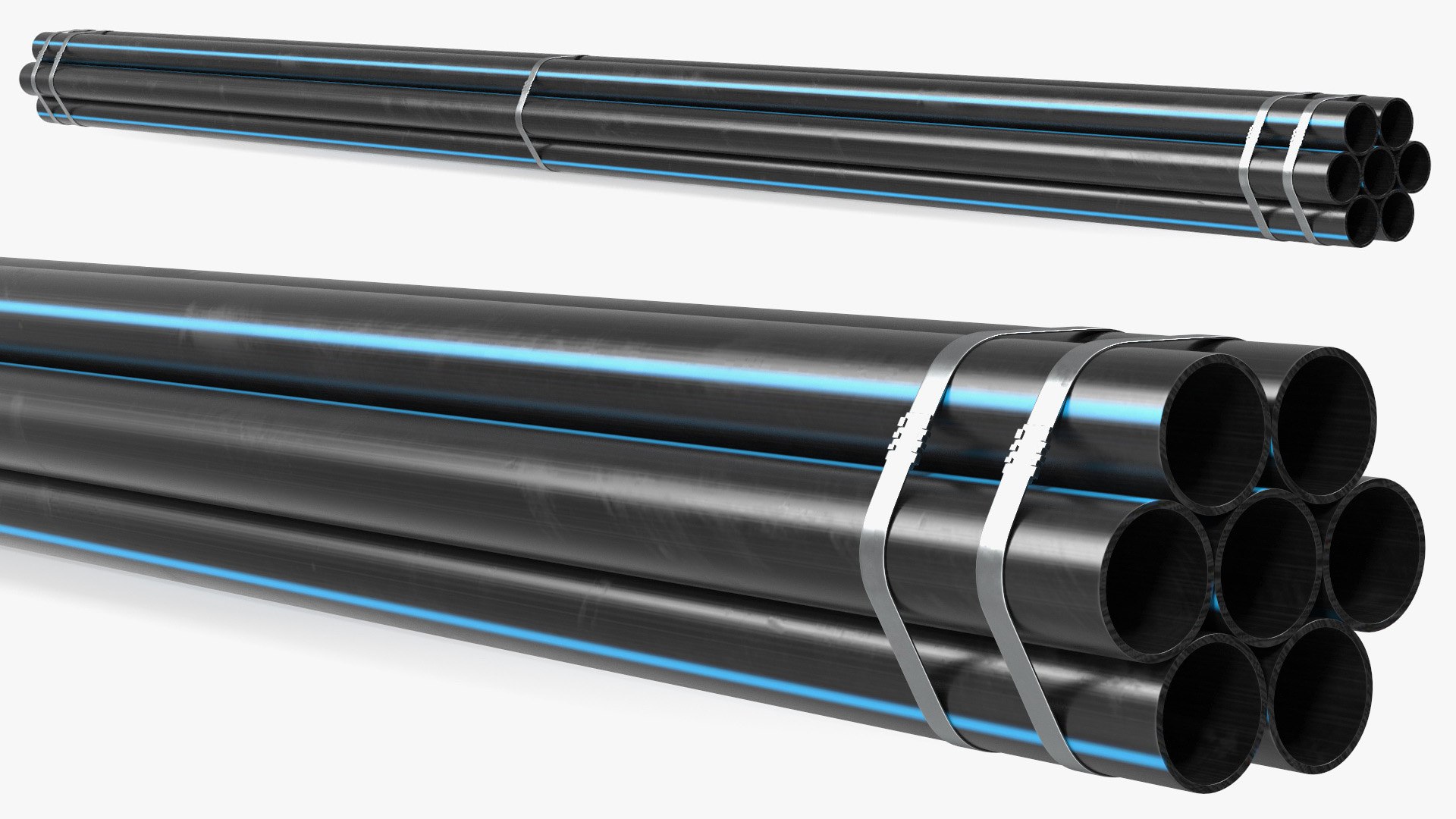 Thick Plastic Pipes Bundle 6 Meters 3D model preview