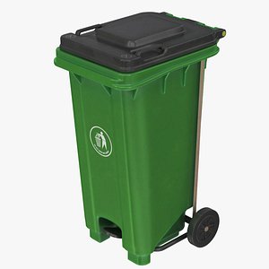 Street Plastic Trash Bin 1 Green Black model