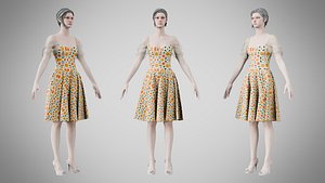 3D model Dress 09 Retro Geometric Abstract