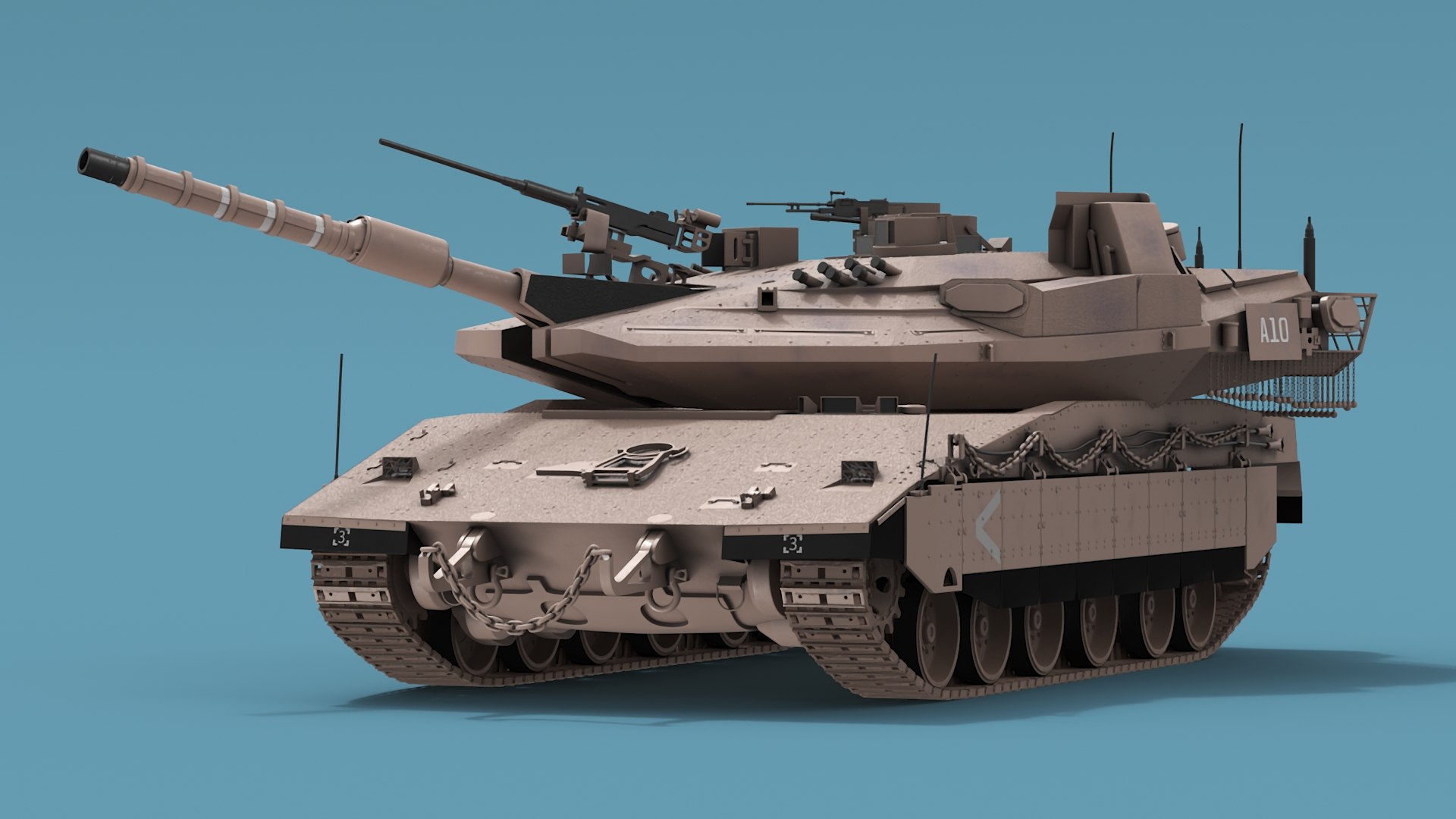 3D Model Israeli Tank Merkava 5 Beige Rigged - TurboSquid 2290770