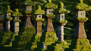 Japanese Lanterns 3d Scene
