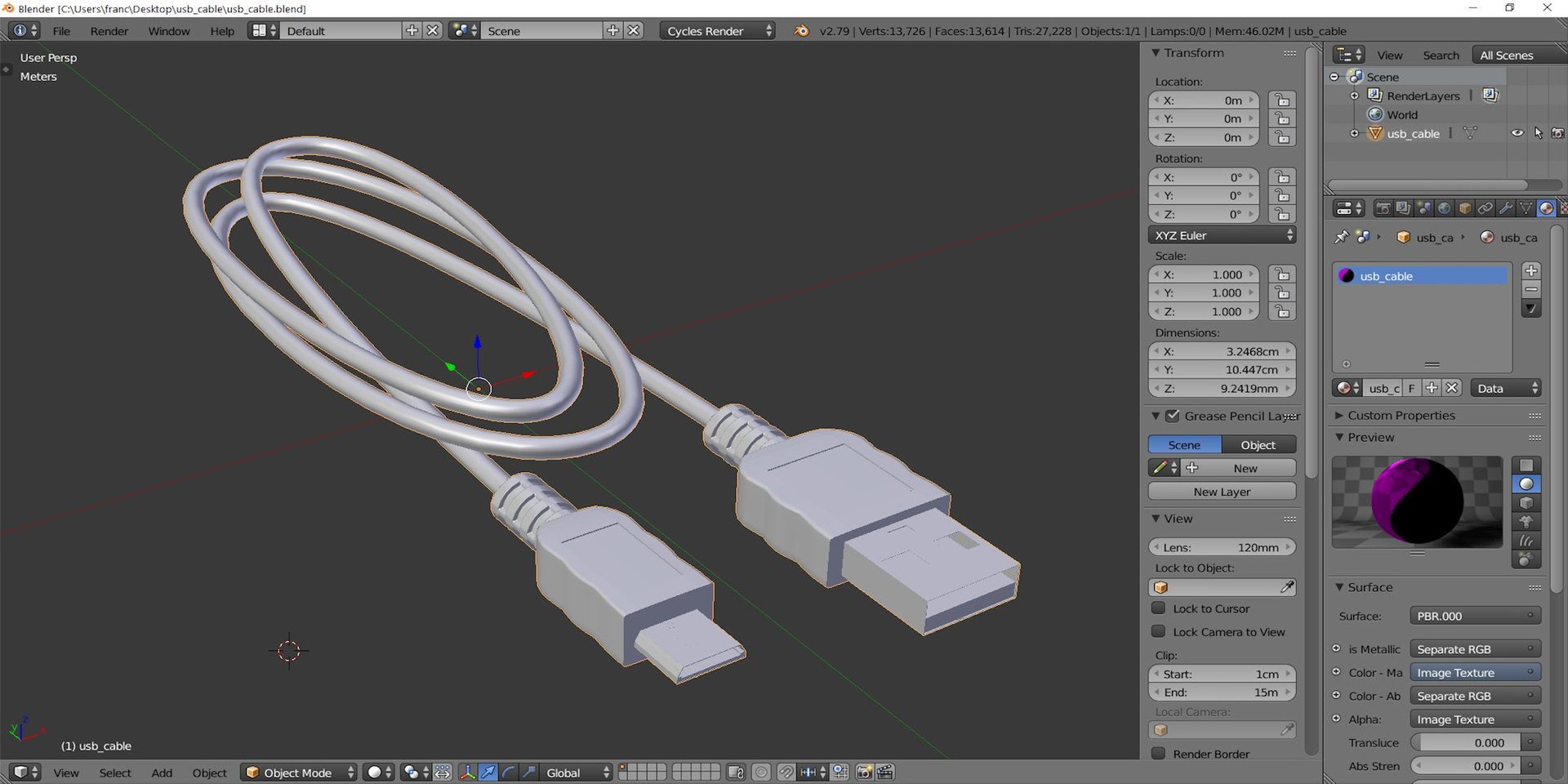 3d usb cable mini plugs