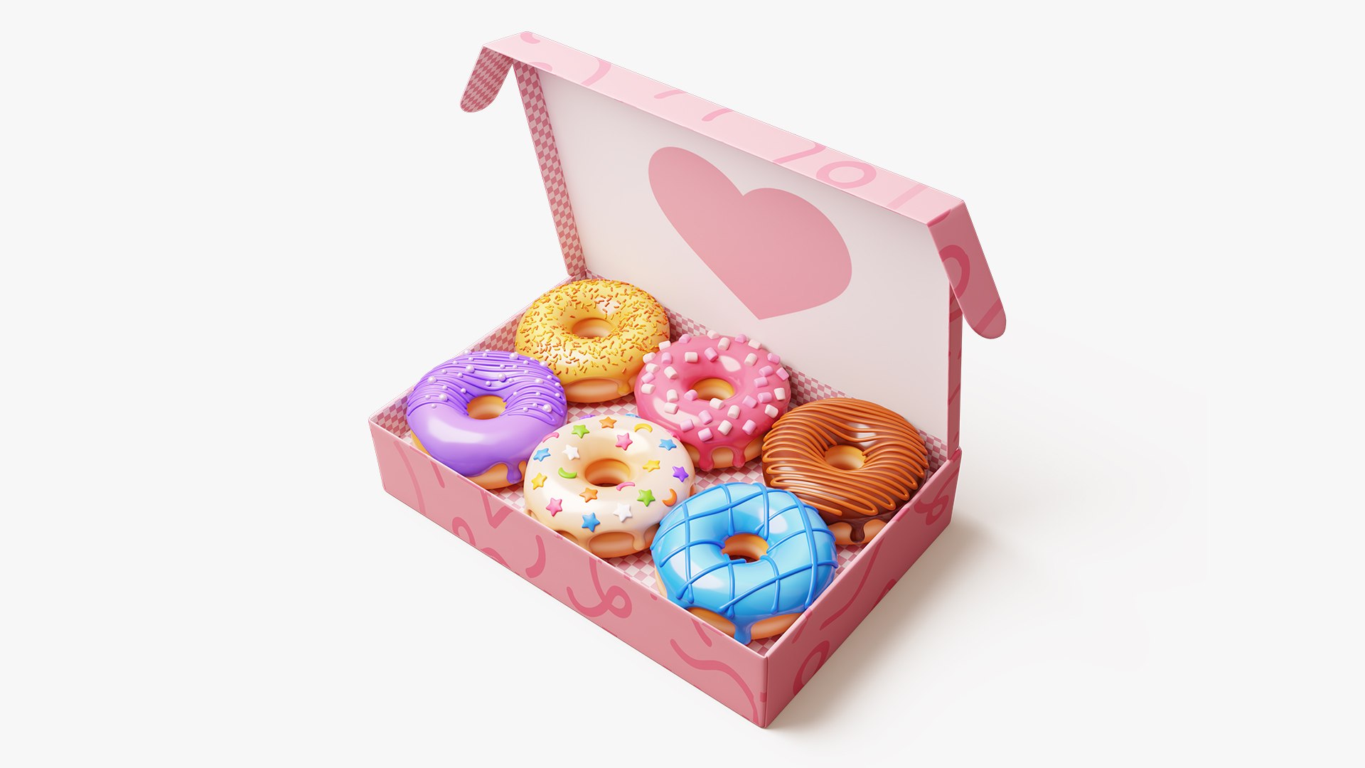 3D Box of Colorful Donuts Stylized model https://p.turbosquid.com/ts-thumb/mS/HCwpWb/L3/donutbox00/jpg/1739059549/1920x1080/fit_q87/4758ff62920725b7ab11047fdd7b2855756f928e/donutbox00.jpg