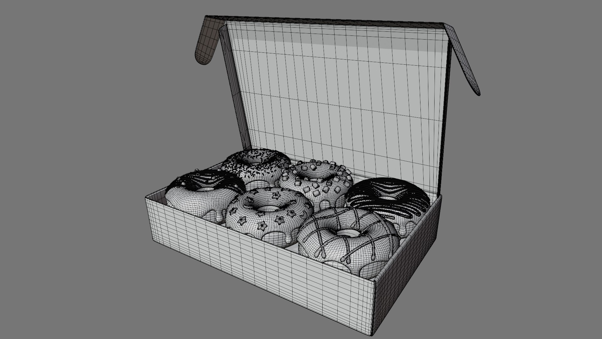 3D Box of Colorful Donuts Stylized model https://p.turbosquid.com/ts-thumb/mS/HCwpWb/aV/wireframe/jpg/1739059567/1920x1080/fit_q87/11fb61af0dcb9a784c72bc7be8f052134503d68a/wireframe.jpg