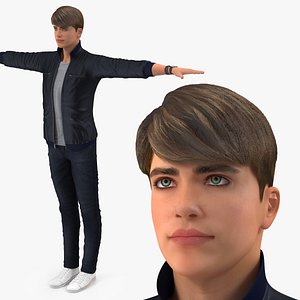 3D Teenage Boy Street Clothes Neutral Pose model