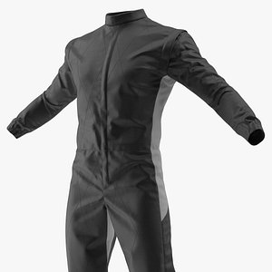Motorsport Racing Suit Two-Tone Black White 3D