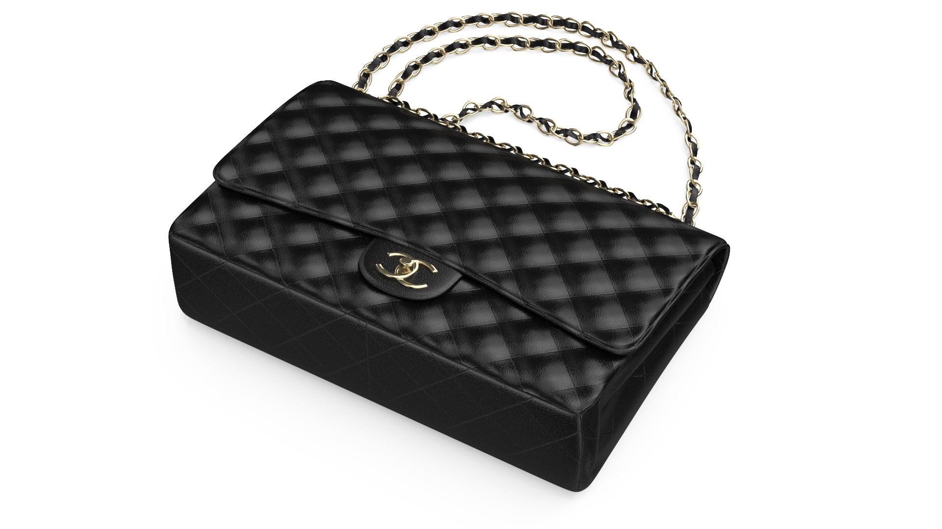 Womens Handbag Grained Calfskin Chanel Black 3D model preview