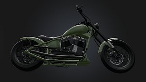 Custom Military Olive Chopper Motorcycle