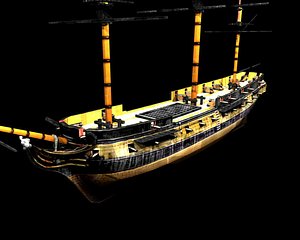 28 gun frigate hms surprise 3d model