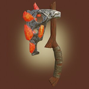 Crystal Fire Ax Weapon PBR low-poly game ready Low-poly 3D model 3D model