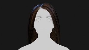 Long black hair with eyebrows and lashes