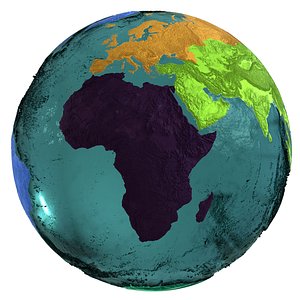 3D model Earth Water 3D Globe Continents