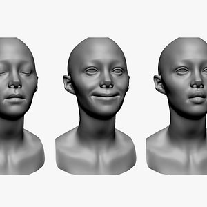 3D Female Head Basemesh - Expressions