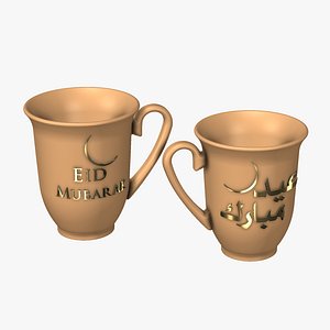 3D model Cup with Eid Mubarak