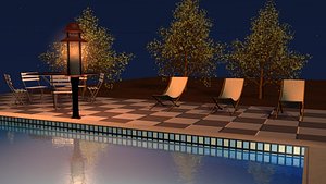 animated swimming pool next to the terrace