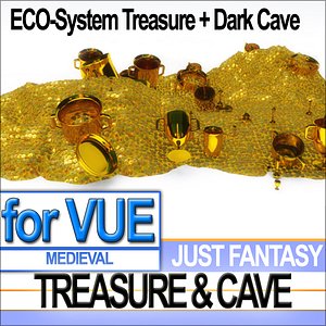 3d medieval cave gold treasure