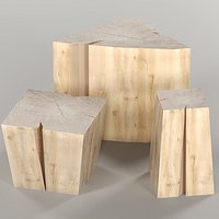 Set of coffee tables from stumps and slab