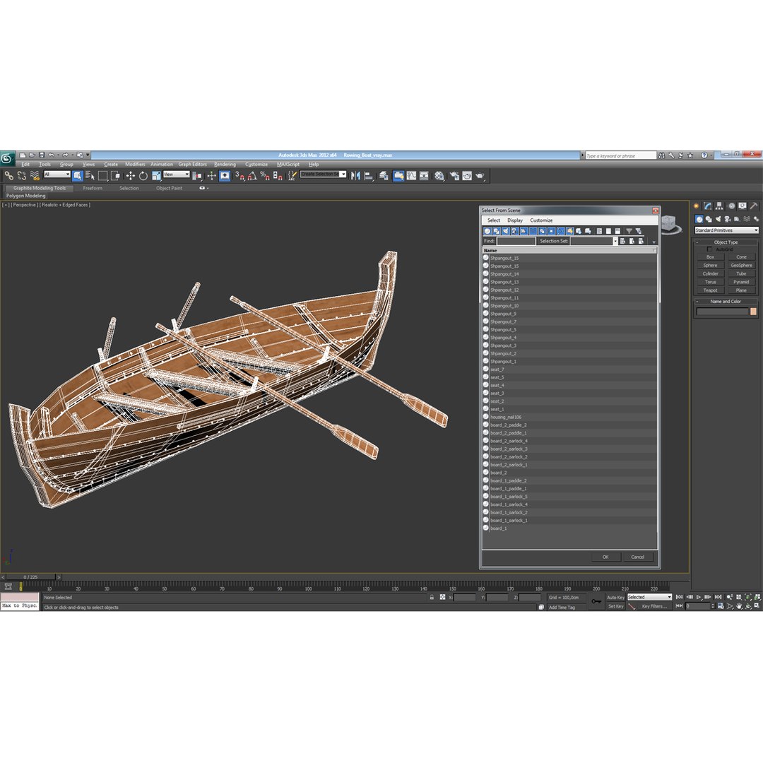 rowing boat modeled 3d model