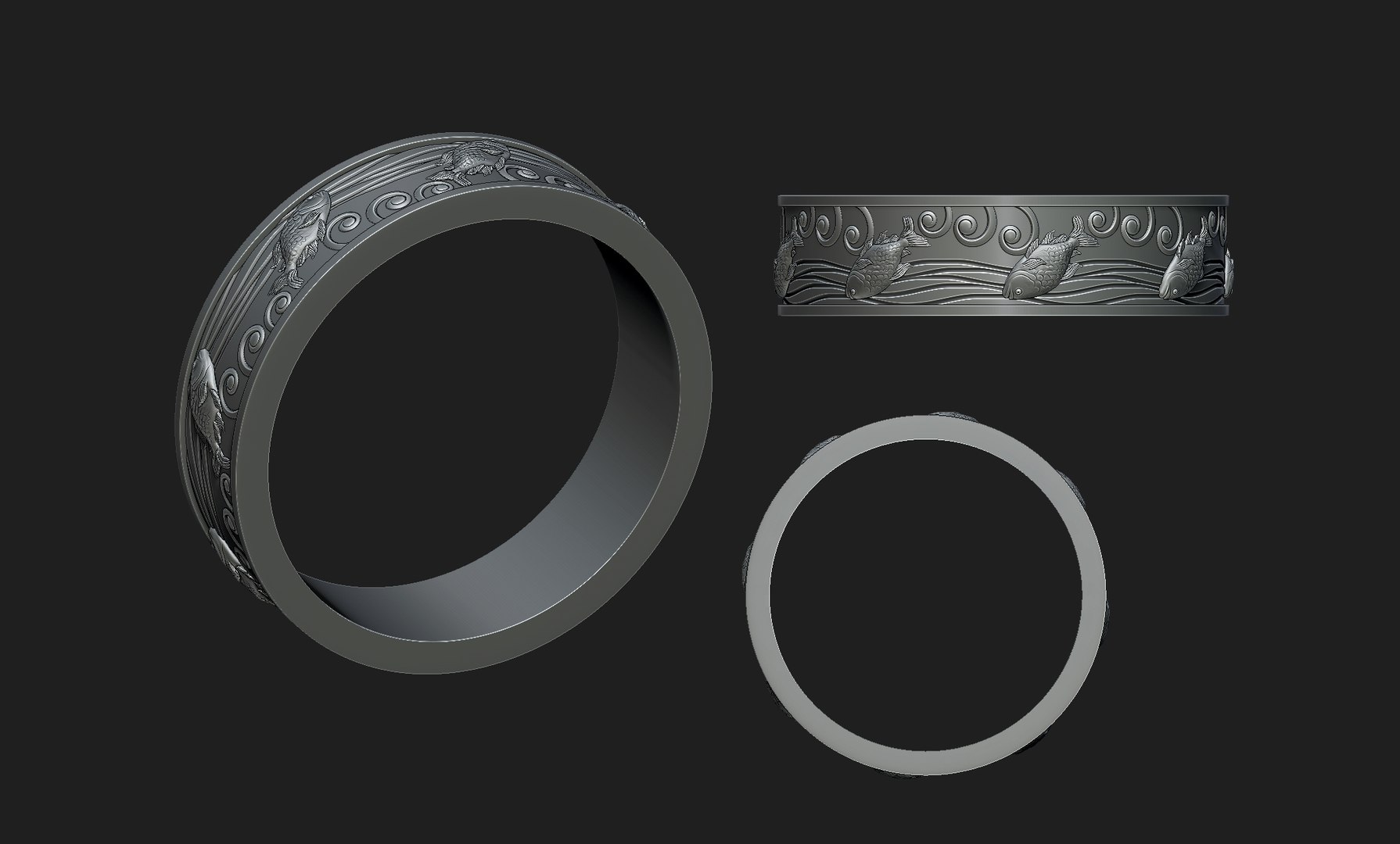 Fish Wave Ring 3D Model - TurboSquid 2141993