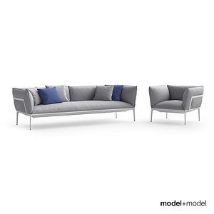 3d mdf italia yale sofa armchair model
