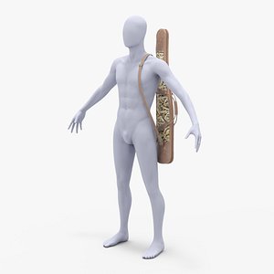 Hunting Rifle Bag on Mannequin 3D