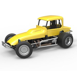 Vintage Sprint car while turning Version 2 Scale 1 to 25 3D model