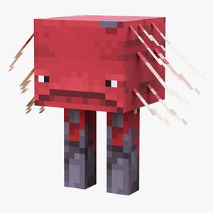3D Minecraft Strider Rigged 3D Model Game Ready 4K PBR