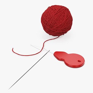Yarn with Threader and Needle 3D
