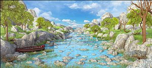 3D model landscape river