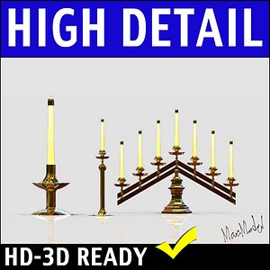 Brass Candelabra 3D Model Collection