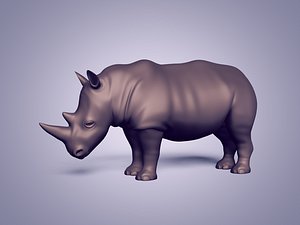 3D Rhinoceros Statue Base Mesh