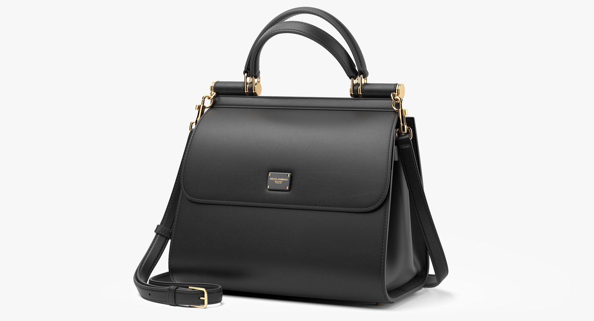 Dolce Gabbana Original Sicily Bag with Top Handle Black Leather