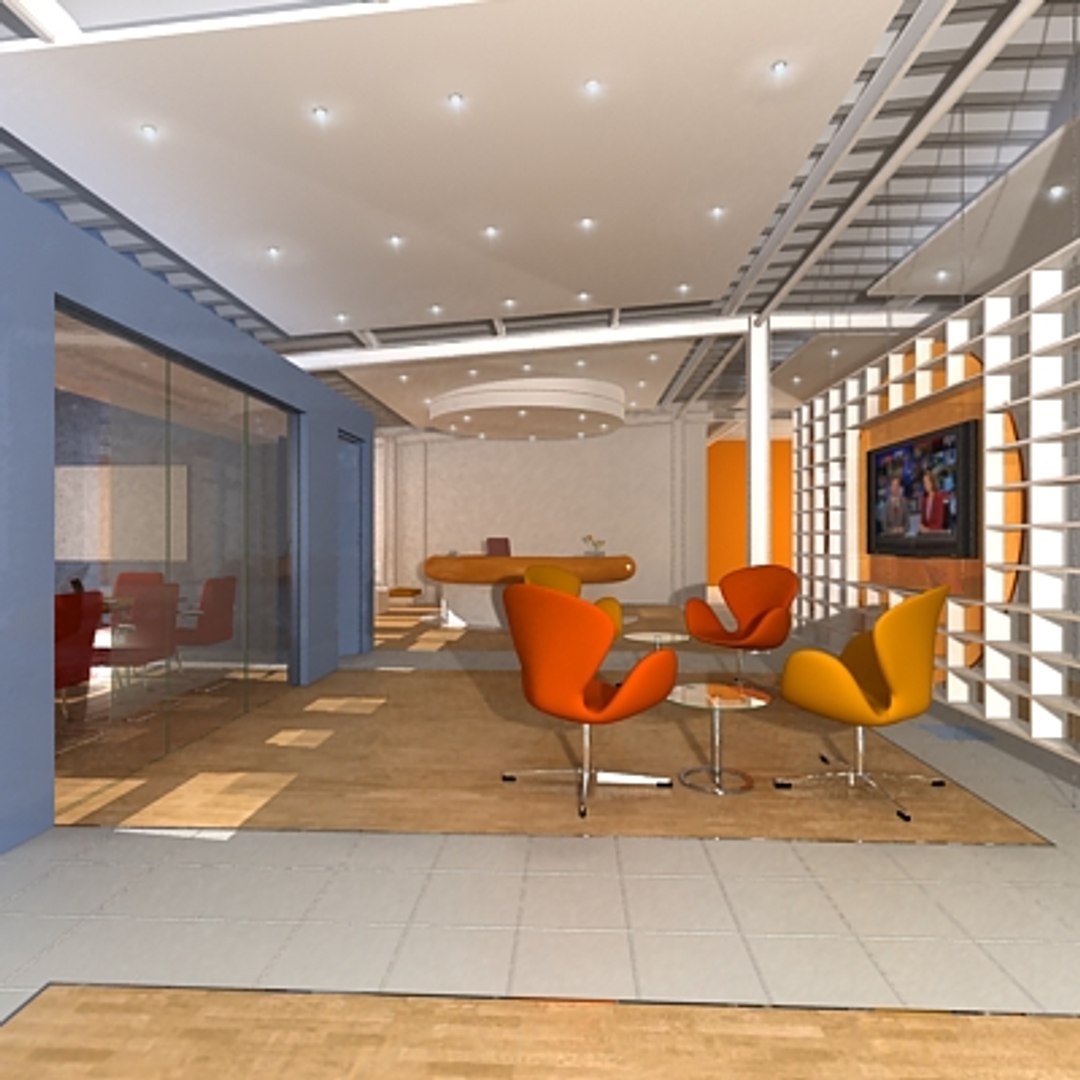 Office Interior Reception 3d Model
