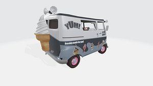 3D model Silver ice cream Truck