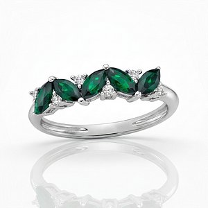 Marquise Emerald Leaf Diamond  Ring model
