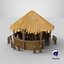 Stylizowany bar plażowy Tiki Hut, zestaw rekwizytów, model 3D, gotowy do gry, 4K PBR
