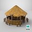Stylizowany bar plażowy Tiki Hut, zestaw rekwizytów, model 3D, gotowy do gry, 4K PBR
