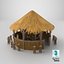 Stylizowany bar plażowy Tiki Hut, zestaw rekwizytów, model 3D, gotowy do gry, 4K PBR