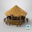 Stylizowany bar plażowy Tiki Hut, zestaw rekwizytów, model 3D, gotowy do gry, 4K PBR