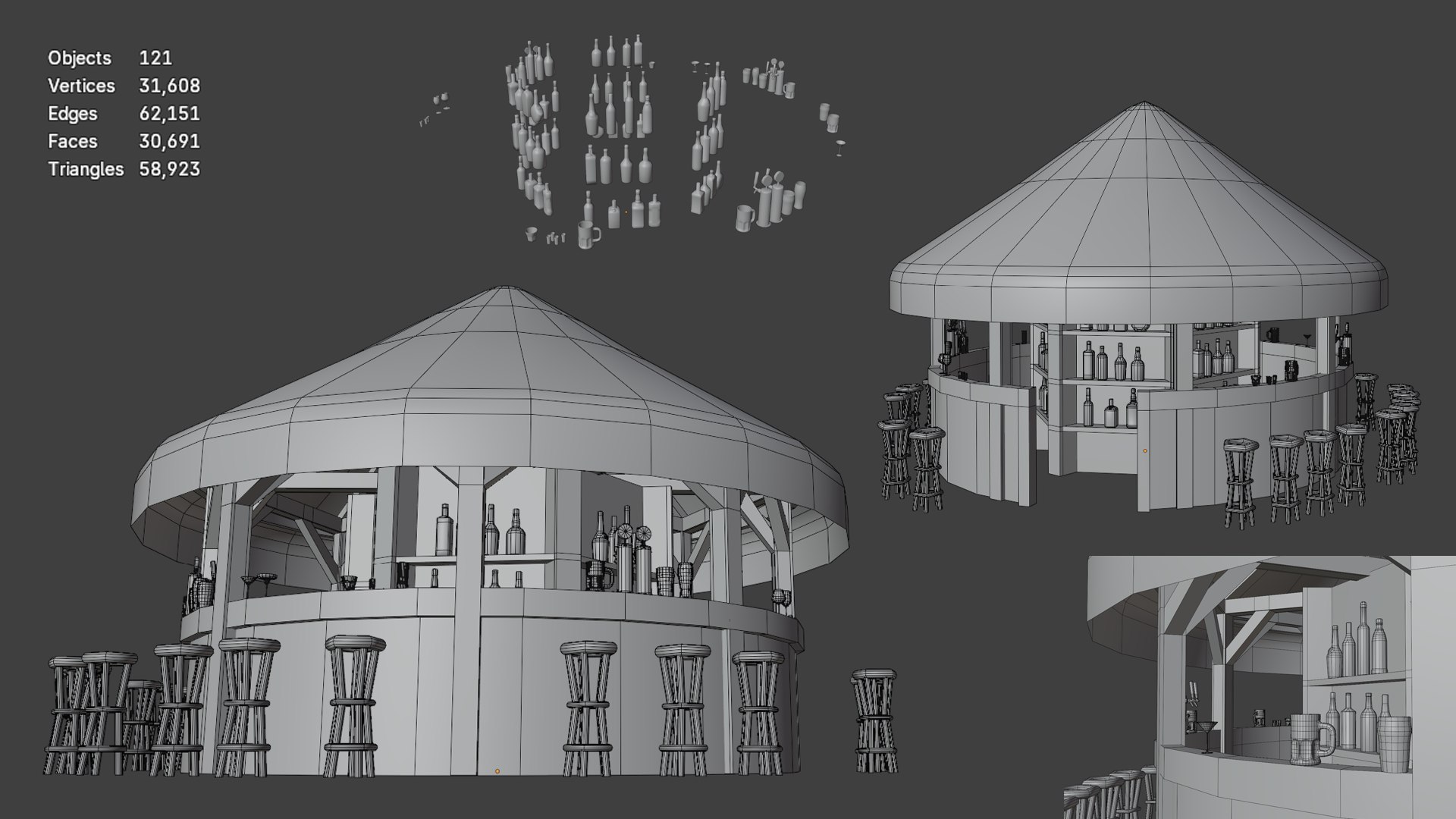 3D Stylized Beach Bar Tiki Hut Environment Props Set 3D Model Game Ready 4K PBR https://p.turbosquid.com/ts-thumb/mV/1Ba46U/U0/wire/png/1790793137/1920x1080/fit_q87/1d0ca844074b2f5826293fb31b5015753bb6529b/wire.jpg