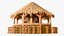 Stylizowany bar plażowy Tiki Hut, zestaw rekwizytów, model 3D, gotowy do gry, 4K PBR