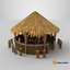 Stylizowany bar plażowy Tiki Hut, zestaw rekwizytów, model 3D, gotowy do gry, 4K PBR
