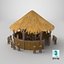 Stylizowany bar plażowy Tiki Hut, zestaw rekwizytów, model 3D, gotowy do gry, 4K PBR